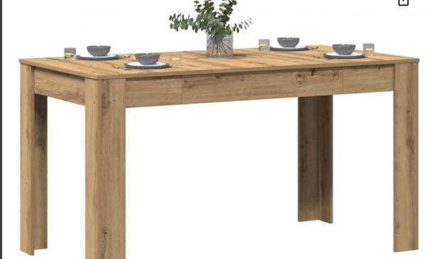 'vidaXL Mesa de Comedor Madera ingeniería Roble Artisan 140x74,5x76 cm