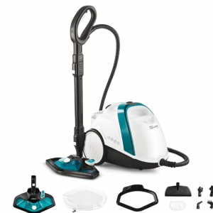 Polti Vaporetto Smart 100 T, Limpiador a Vapor con Caldera de Alta Presión de 4 Bares, Potencia Máxima 1500 W, Autonomía Ilimitada y Recarga Continua, 9 Accesorios Incluidos, Blanco y Turquesa