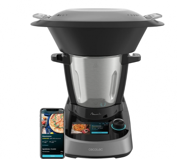Cecotec Robot de Cocina Multifunción Mambo Touch. 1600 W, 37 Funciones, Pantalla Táctil TFT 5" con Recetario Integrado, 3,3 Litros de Capacidad, APP, Báscula y Jarra de Acero Inoxidable